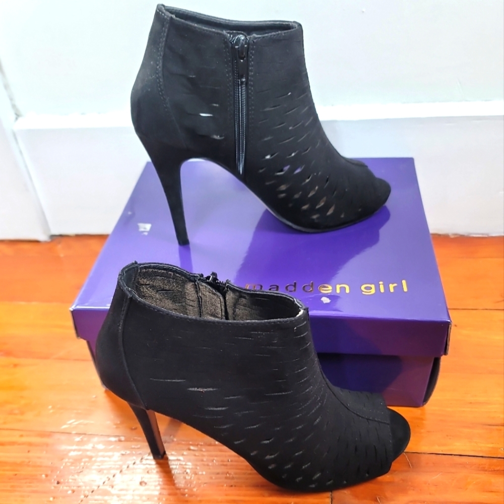 Madden Girl Black Open Toe Booties